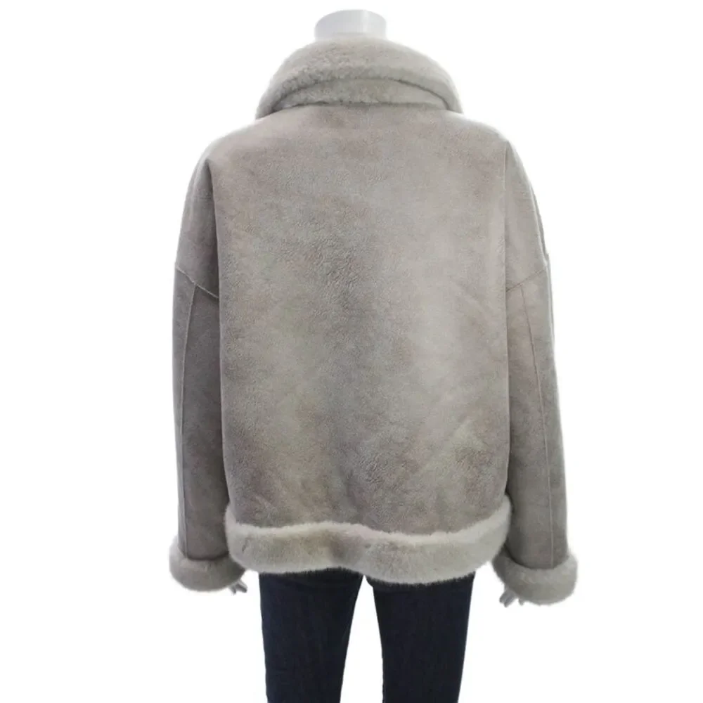 Repeat Luxury Womens Basic Polyester Jacket Gray Button Long Sleeve Size 44